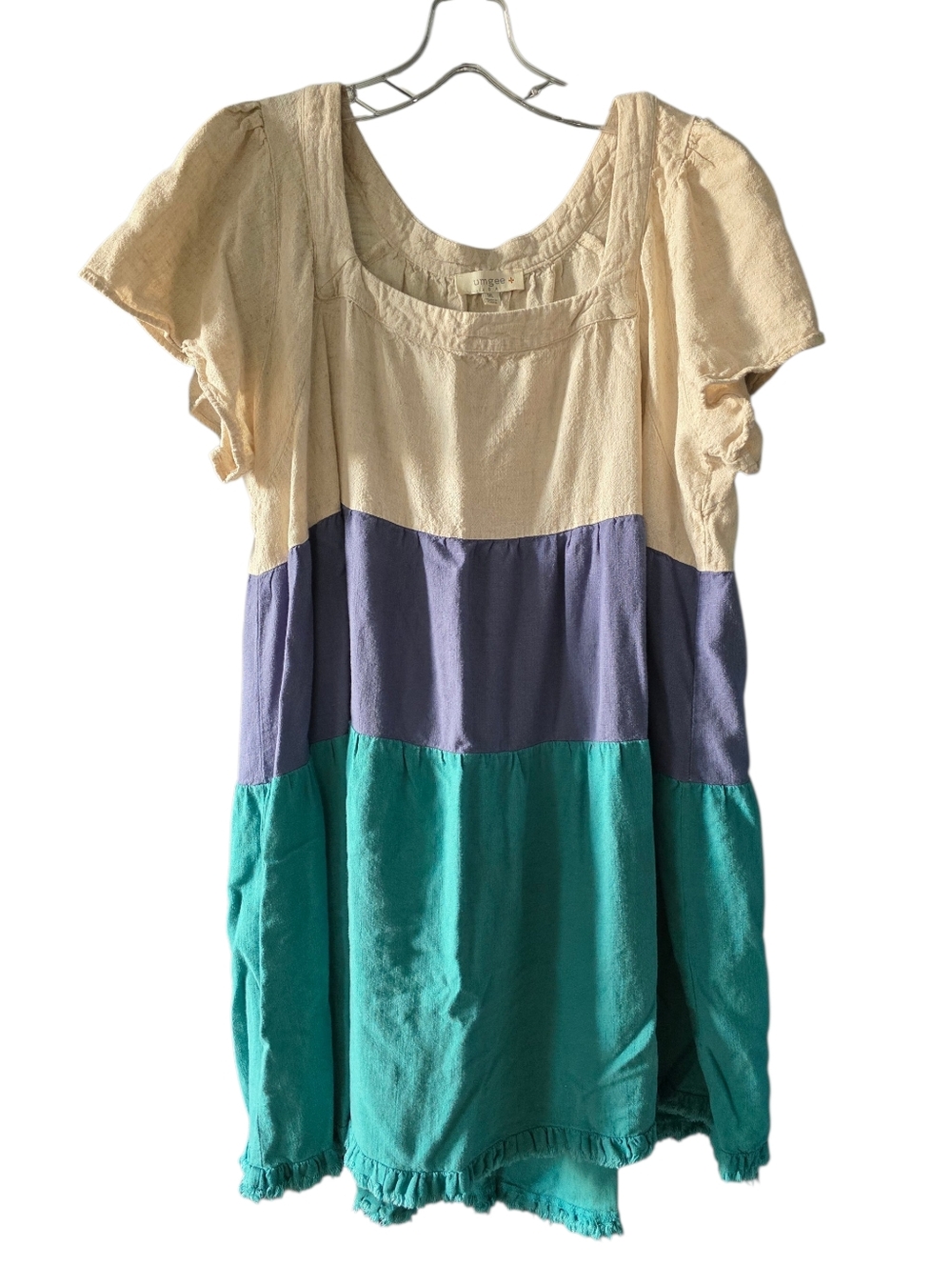 Umgee Colorblock Tiered Babydoll Dress Size X-Large